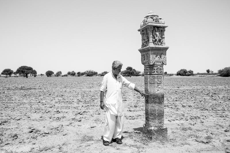 Khadin-A Nature-Based Solution for Water for Agriculture in Thar Desert, Jaisalmer district, Rajasthan - A 'goedhan' in Derasar Khadin used for measuring the water level during inundation